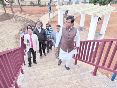 Mayor of Agartala Municipal Corporation (AMC) Dipak Majumder inspected ongoing construction of Howrah Riverfront in Agartala along with officials on December 31.